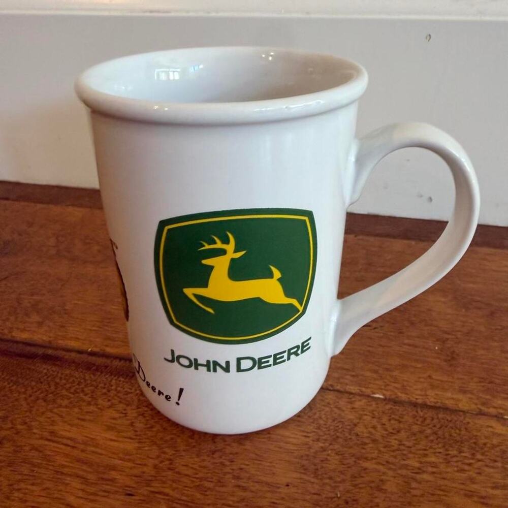 John deere white Coffee mug with Tractor and Deer